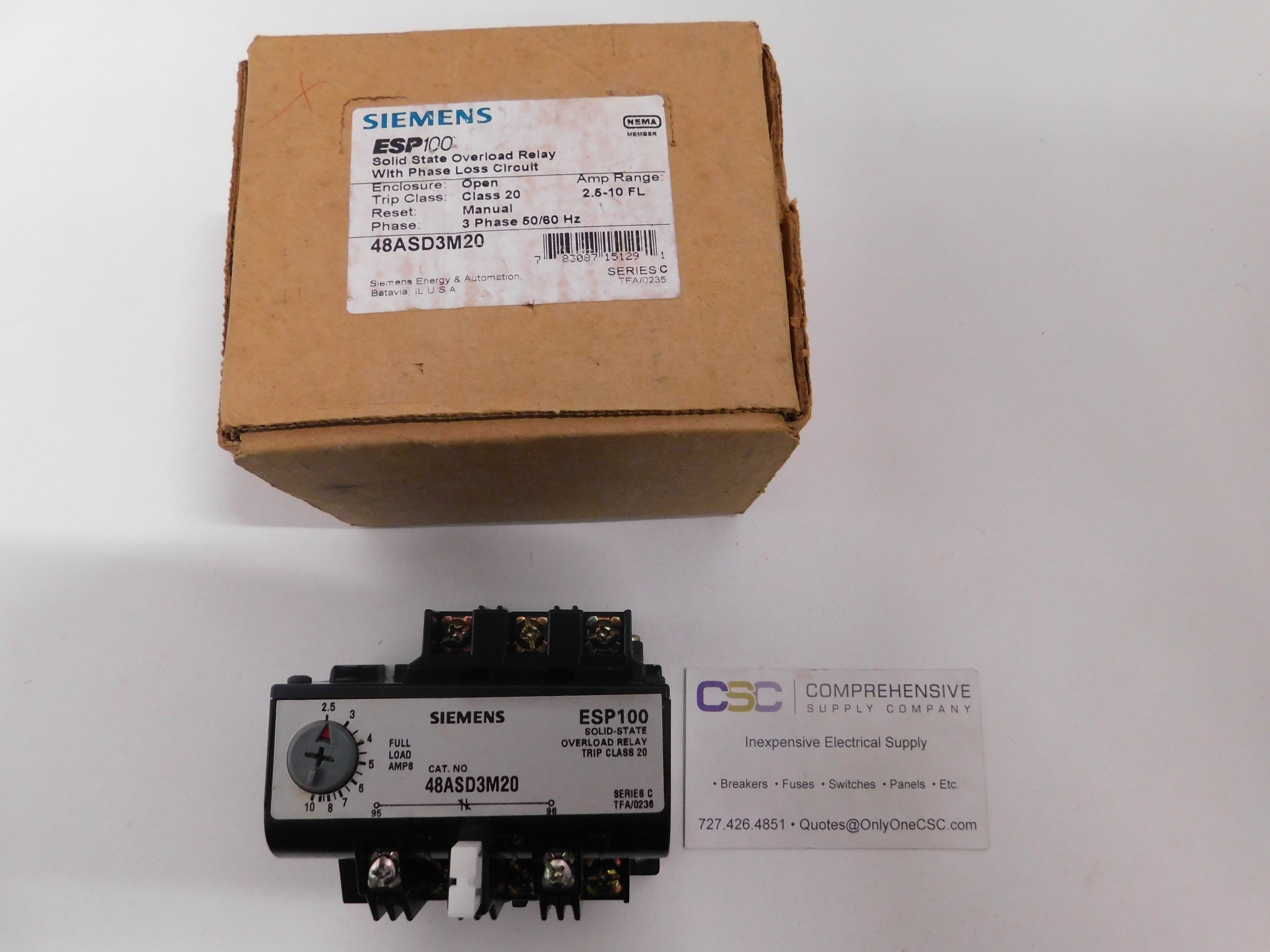SIEMENS 2.510A AMP SOLID STATE ESP100 OVERLOAD RELAY 48ASD3M20 NIB