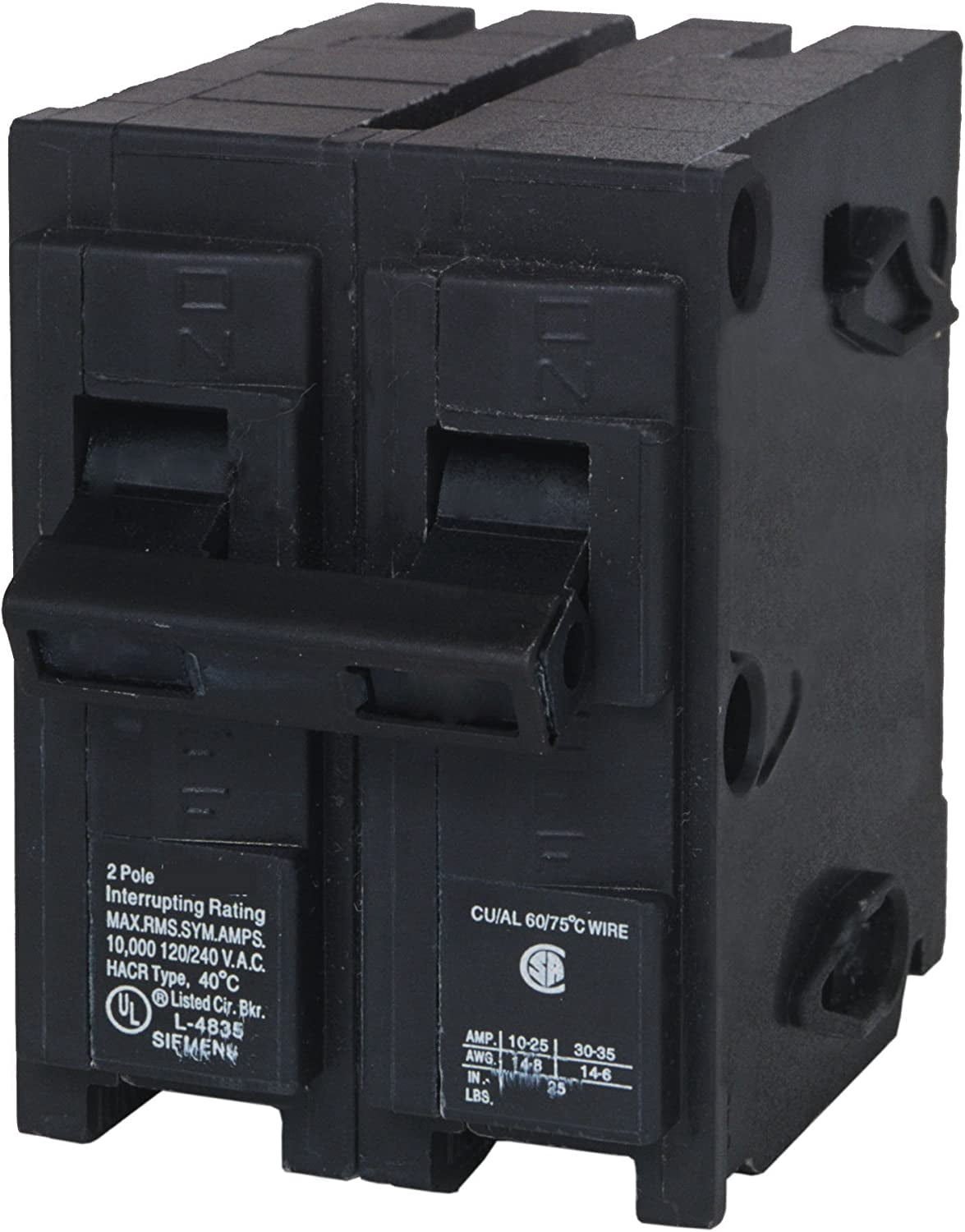 SIEMENS Q2125H 125-Amp Double Pole 22kA Type QPH Circuit Breaker