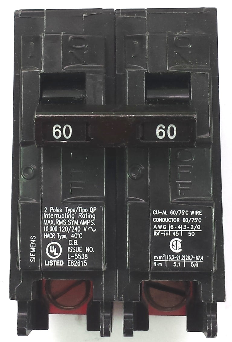 SIEMENS Q260 60A 2P 120/240V 10KAIC PLUG IN MOLDED CIRCUIT BREAKER