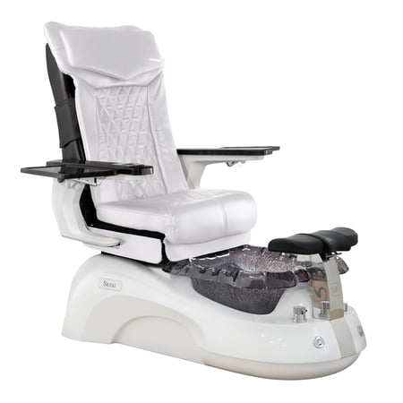 SIENA DX Shiatsulogic Pedicure Chair White/Black w/ Discharge Pump Stylish Pedicure Tub with Remote Button Pedicure Spa, White Cover Set