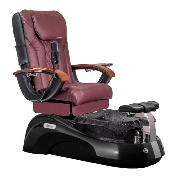 SIENA Shiatsulogic Pedicure Chair Black w/ Discharge Pump Stylish Pedicure Tub with Pipe-Less Magnetic Jet Pedicure Spa, EXR Chair Burgundy