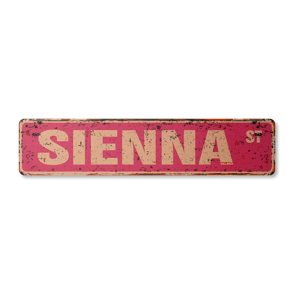 SIENNA Vintage Plastic Street Sign Childrens Name Room Sign | Indoor/Outdoor | 18" Wide