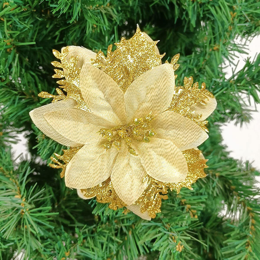 SIENTICE 20PCS Christmas Flowers Artificial,Poinsettia Flowers