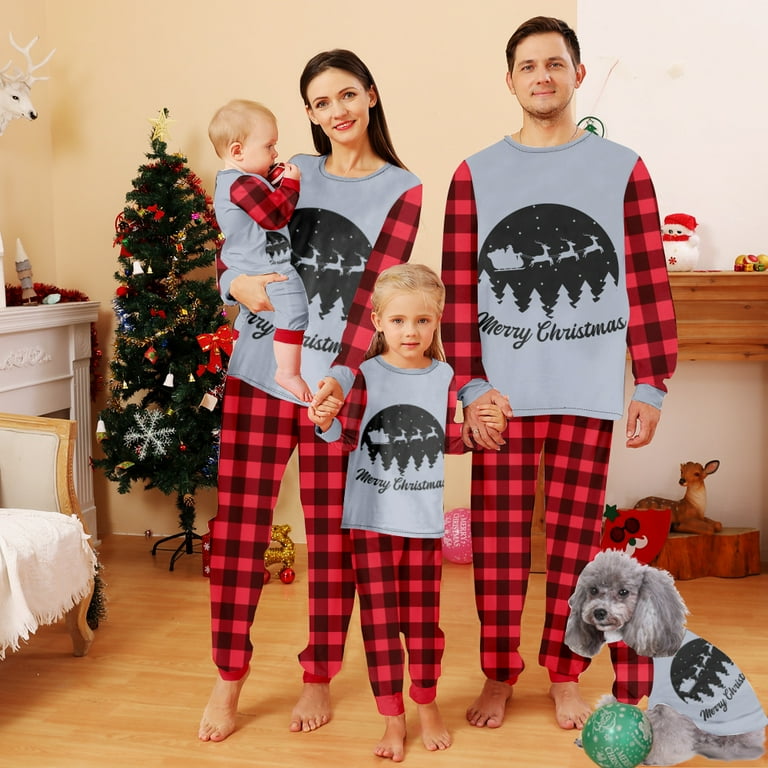 SIENTICE Family Christmas Pyjamas Set Matching Christmas Pjs for Family Christmas Pyjamas Family with Green Plaid Pyjama Xmas Matching Pjs for