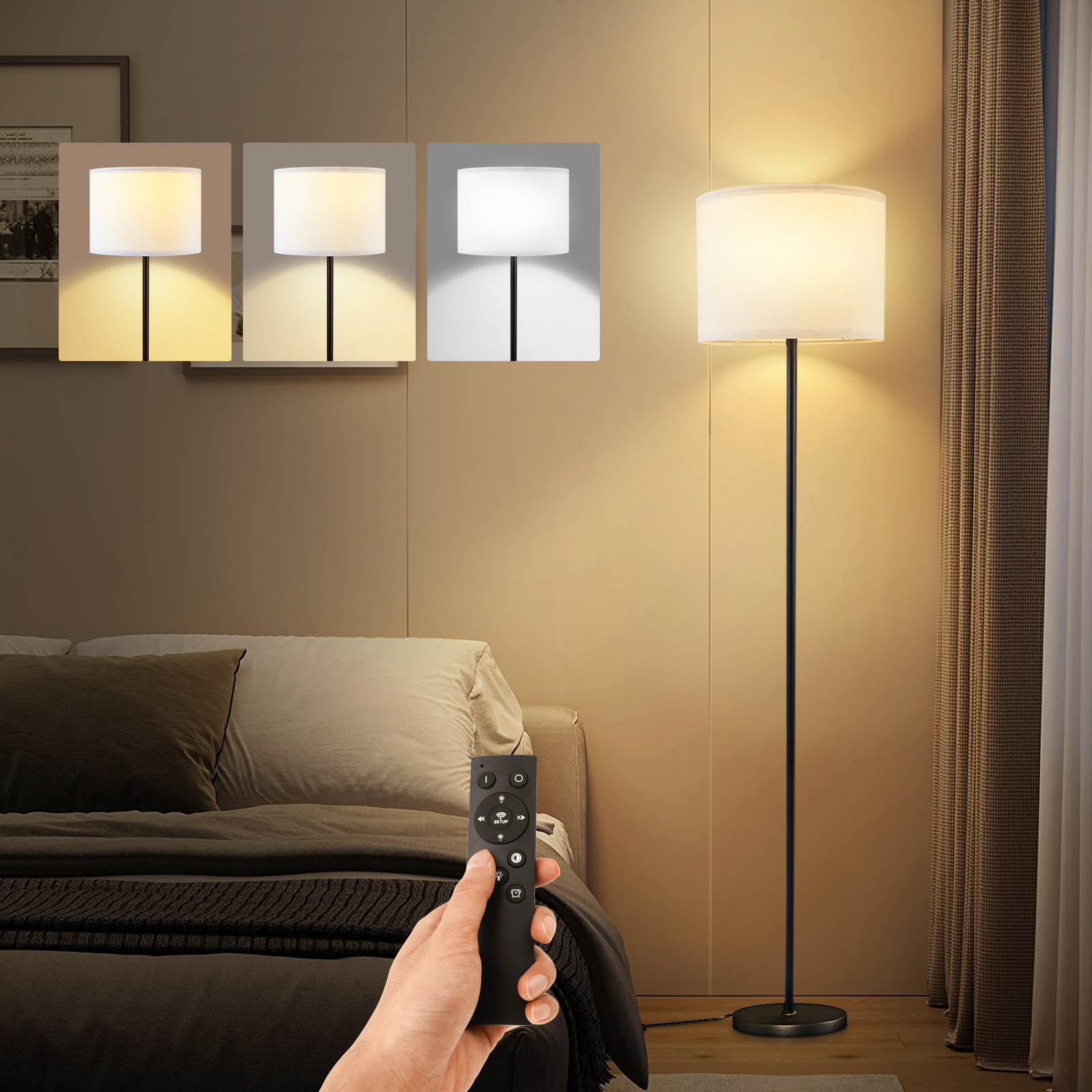 Mainstays 71" Floor Lamp, Silver, Plastic, Modern Styling for Young