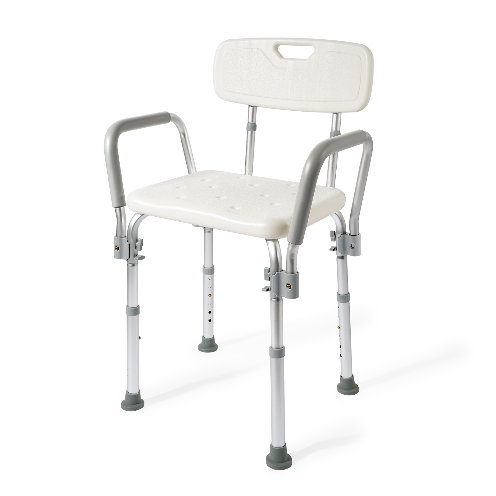 Adjustable shower seat with arms