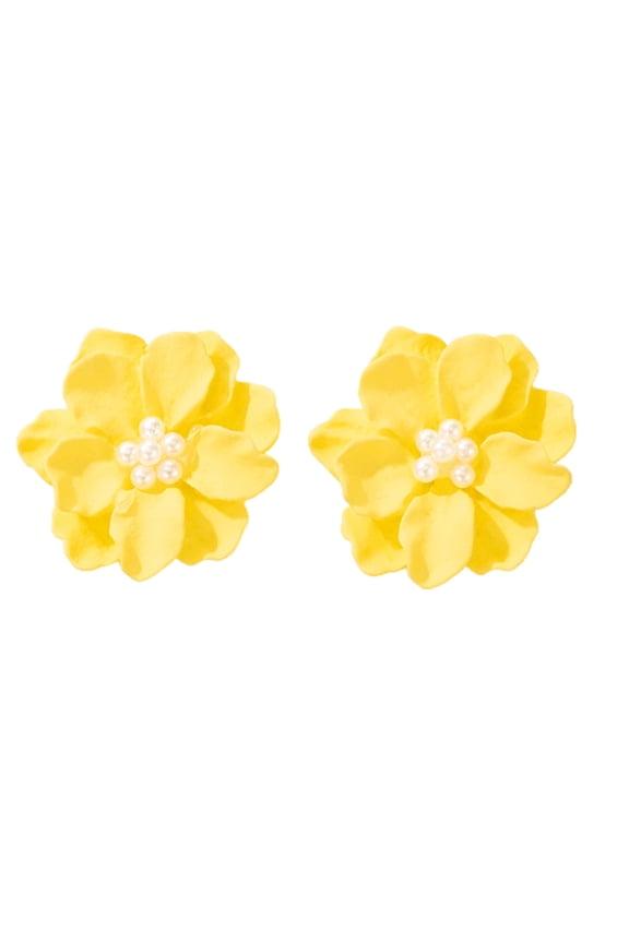 1 Pair Big Orange Pink White Yellow Camellia Flower Earrings for Women Elegant Gift Ear Studs Jewelry Durable and Useful