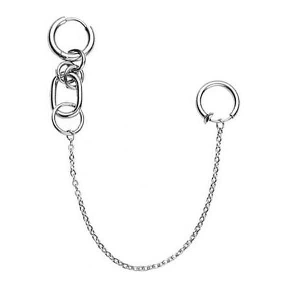 SIEYIO 1 Set Fake Piercing Lip Clip Earring Punk Chain Linked Earrings Hinged Lip Ring