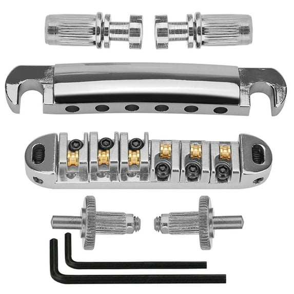 SIEYIO 1 Set of 6-String Guitar Tune O Matic Bridge and Tailpiece with Posts for Electric Guitar Replacement Accessories