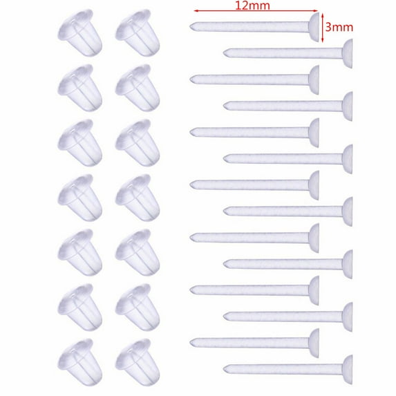 SIEYIO 100 Set Hypoallergenic Earrings Simple Plastic Clear Ear Pins Needle and Resin Earring Backs DIY Earrings Accessories