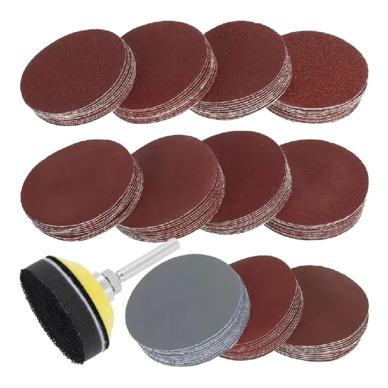SIEYIO 100Pcs 1inch 25mm Sanding Discs Pad Abrasive Polishing Pad Kits For Rotary Tool Sandpaper Sanding Discs Assortments