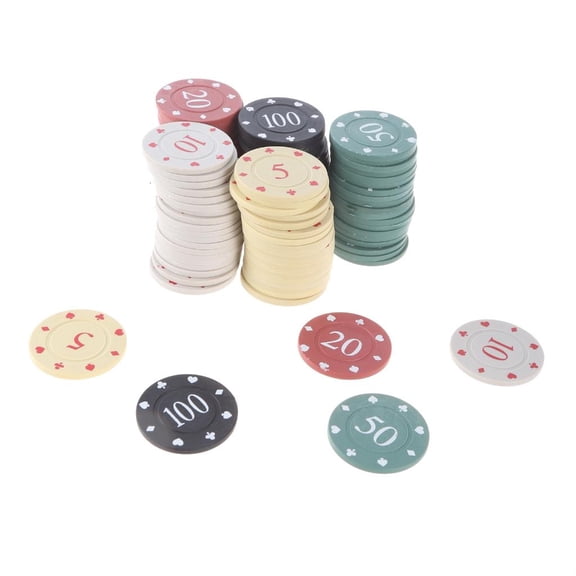 SIEYIO 100Pcs Poker Chips Set Roulettes Game Bingo Chip Plastic Casino Poker Chip Small Learning Counters Chip Easy to Use