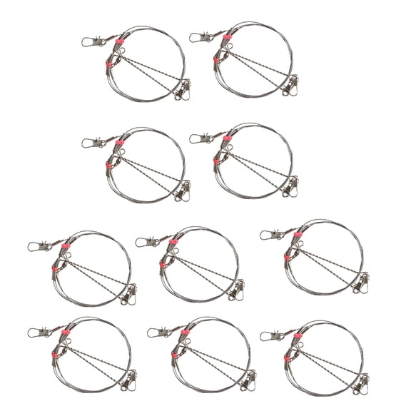 SIEYIO 10Pcs Fishing Wire Leader Rigs with Snaps Stainless Steel Sea Fishing Line Rig Bottom Tackle Rigs Fishing Tool