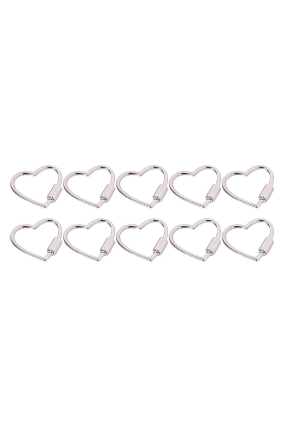 10Pcs Heart Carabiner Keychain Clip for Key Bag Strap Buckles Fasteners Metal Carabiner Clip with Screw Lock for Hiking