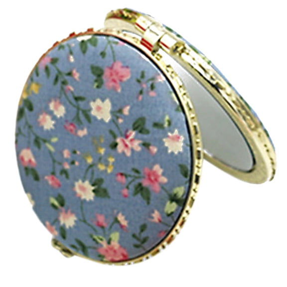 SIEYIO 1Pc Mini Round Pocket Folding Makeup Mirror Vintage Double Sides Floral Printed