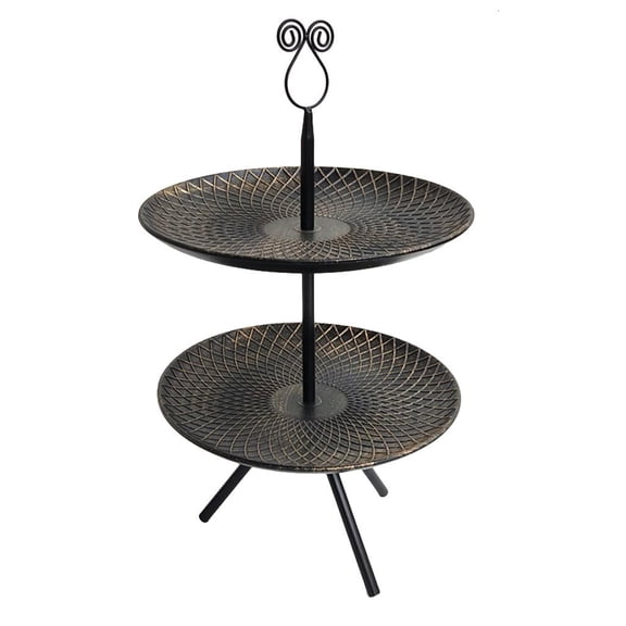 SIEYIO 2 Tier Fruit Plate Basket Vegetables Organizer Retro Kitchen Metal Storage Dessert Tray Rack Stand Holder for Counter Dining Room