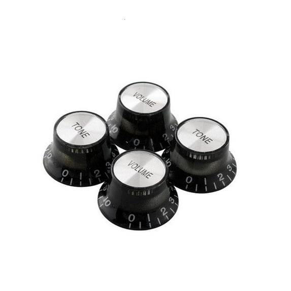 SIEYIO 2 Tone 2 Volume Knobs Buttons Guitar Control Silver Hat Bell Top Potentiometer C