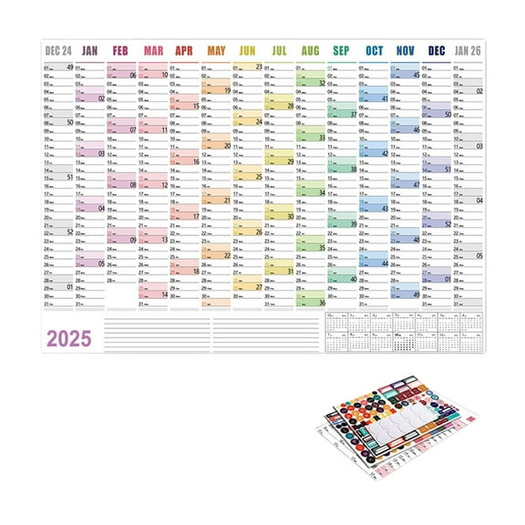 SIEYIO 2025 Yearly Wall Planner 2025 Home Office Wall Planner Calendar 2025 Wall Planner from 01/2025 to 12/2025 (74x52cm)