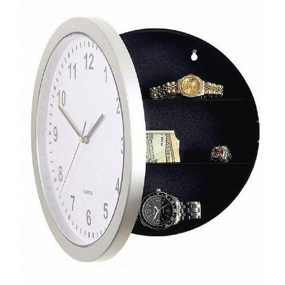 SIEYIO 25cm Round Hidden Secret Wall Clock Storage Box Safe Money Jewelry Stuff Container for Living Room Home Garden
