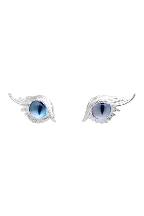 SIEYIO 2Pcs Angel Feather- Wings Cat Eye Earrings Female Ins Popular All-match Earrings
