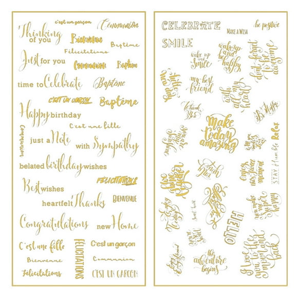 SIEYIO 2Pieces English Blessing Stickers Grateful Thankful Sticker Decal for Card Making Scrapbooking Papercrafts Childrens