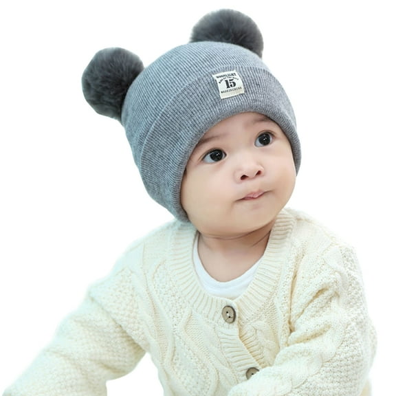 SIEYIO 2pcs Fashionable Bear Hat Neck Warmer Warm Knitted Hat & Neck Warmer for Babies