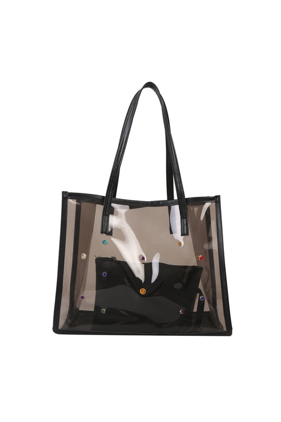 2pcs/set Stylish Clear PVC Tote Bag with Large Capacity Shoulder Bags Perfect for Beach Work and Leisure