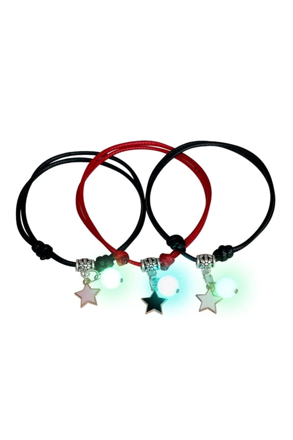 3 Pcs Luminous Love Star Moon Cat Bracelets Handmade String Rope Promise Bracelet for Women Girl Friends Couples