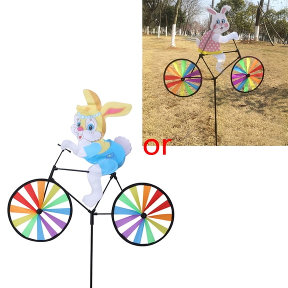 SIEYIO 3D on Bike Windmill Cute Whirligig Yard Decoration Kids Boys Girls