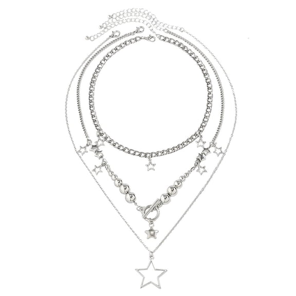 JNANEEI 3Pcs Eye Catching Y2K OT Buckle Necklace Multilayer Choker Jewelry Gift Party