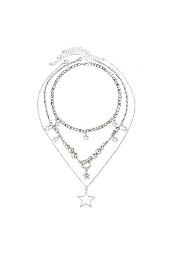 JNANEEI 3Pcs Eye Catching Y2K OT Buckle Necklace Multilayer Choker Jewelry Gift Party