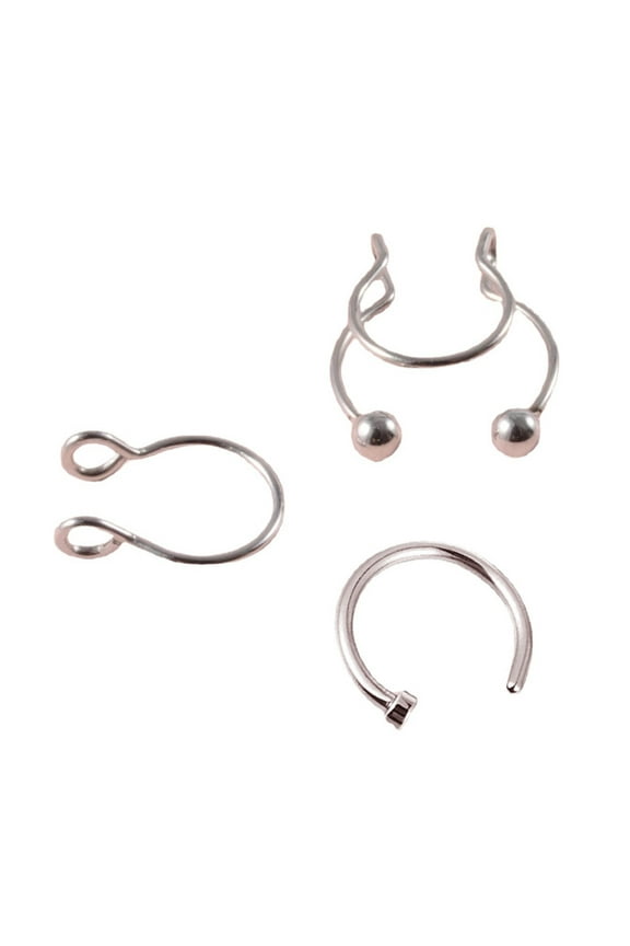 3pcs Fake Nose Ring Stainless Steel Fake Septum Nose Studs Non Pierced Jewelry
