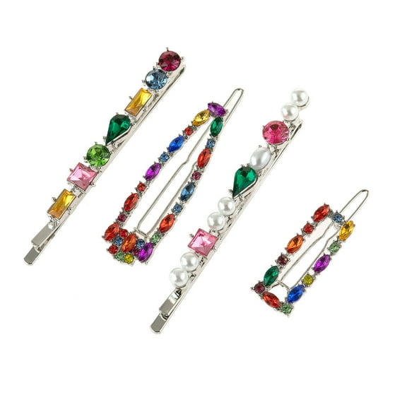 SIEYIO 4 Pcs Fashion Crystal Hair Pins Barrettes Sparkling Hair Clips Bobby Pins Wedding Decorative Hair Styling Accessory