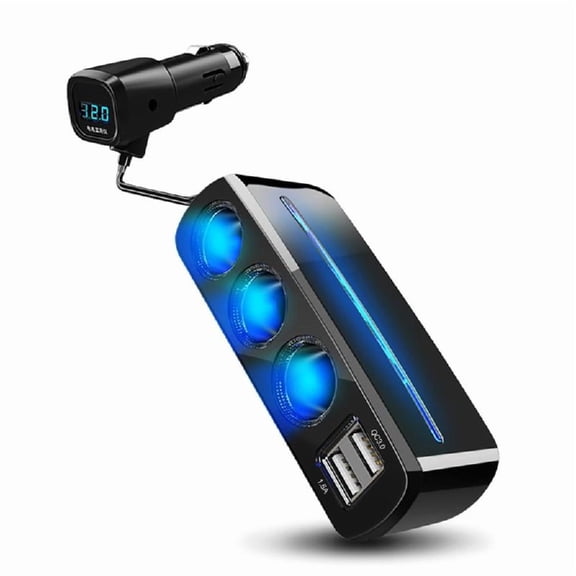 SIEYIO 4 in 1 Power Outlet 120W with USB Car Charging Adapter 3 Socket Charging Adapter Splitter Adapter for Phone Tablet