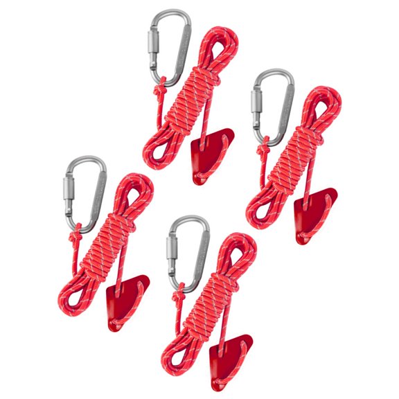 SIEYIO 4Pcs Camping Rope with Locking Carabiner Clip Reflective Guy Lines with Guyline Adjuster Tensioner for Outdoor Hiking