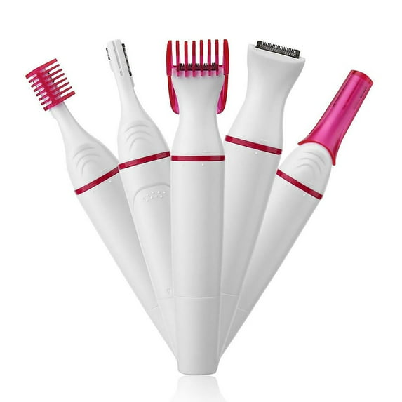 SIEYIO 5 in 1 Lady Electric Epilators Battery Powered Hair Removal with Eyebrow Trimmer