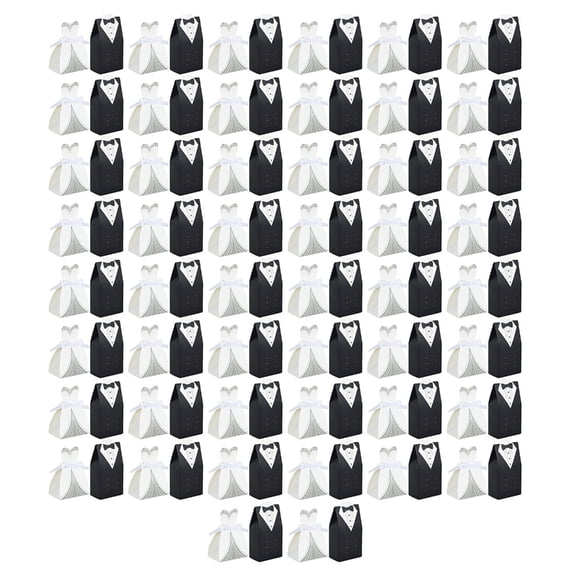 SIEYIO 50Sets Wedding Candy Boxes Wedding Favor Wedding Dress Pattern