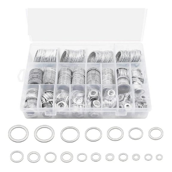 SIEYIO 540Pcs Automotive Drain Plug Gaskets Crushed Washer Oil Drain Plug Aluminum Flat Washers with Assortment Box
