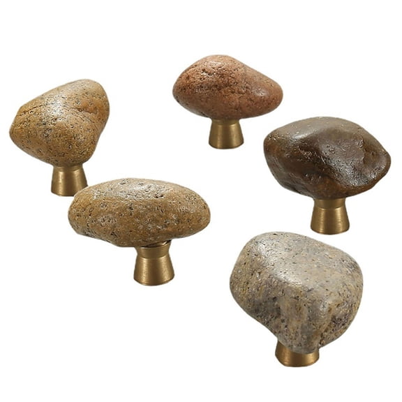 SIEYIO 5Pcs Cobblestone Cabinet Knob Drawer Pulls Furniture Handle Easily Install
