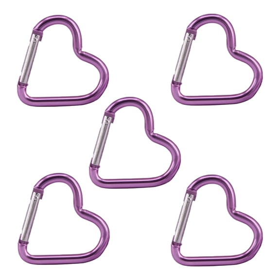 SIEYIO 5Pcs Heart Shape Carabiner Clip KeyRings Keychains Metal Spring Snap Hook