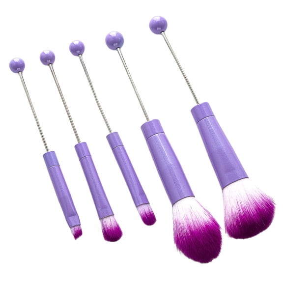 SIEYIO 5pcs Beadable Eyeshadow Brush DIY Beaded Makeup Brushes Tool Kits Metal Handle