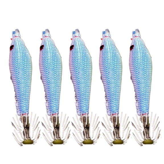 SIEYIO 5pcs Squid Jig Hook Artificial Baits Night Fishing Lures Baits Fishing Accessory