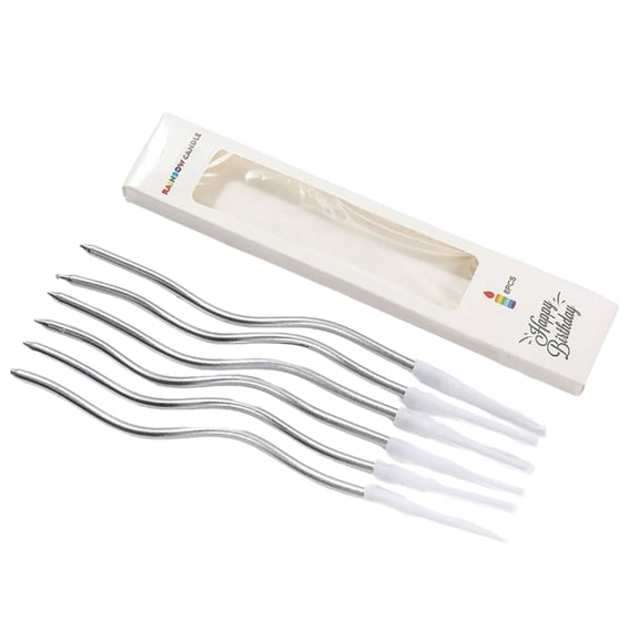 SIEYIO 6Pcs Elegant Curved Cake Candle Adornment in Multiple Plated Color for Stylish Birthday and Event Decorations