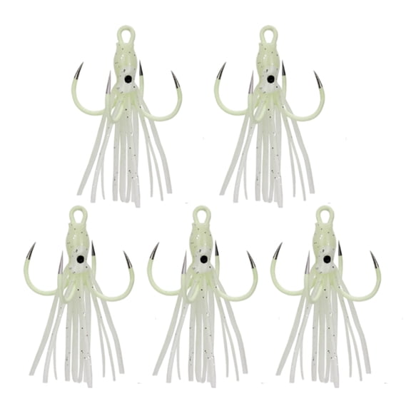 SIEYIO 6cm/6.2cm Glow Soft Jig Squid Skirt Baits with Hook Fishing Tackle Accessories Trolling Lures Wobbler Artificial Baits