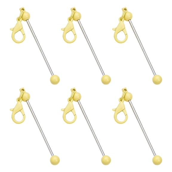 SIEYIO 6x/Set Blank Beads Keyrings Metal Beadable Keychains Handmade Beaded Keyrings