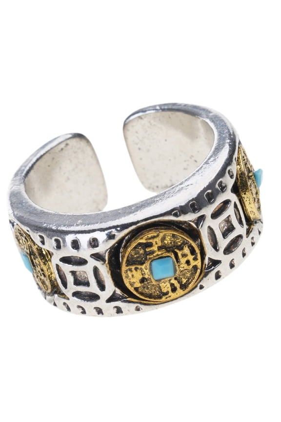 Adjustable Spinning Coin Ring With Traditional Wealth Motifs Stress Relief Therapy Jewelry For Adults