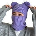 thumbnail image 1 of SIEYIO Adult Neck Guard Hat Knit Cartoon Bear Ear Shape Eye Exposed Hat Casual Wear, 1 of 19