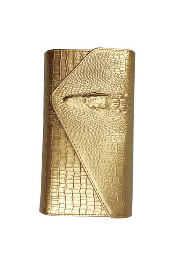 Alligator Pattern PU Long Wallet for Womens Handheld Purse Crossbody Evening Bag Shoulder Handbag with Chain