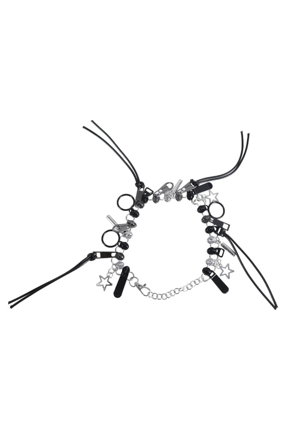 Alternative Zipper Necklace Fringe Chain Head Neckchain Punk Clavicle Chains