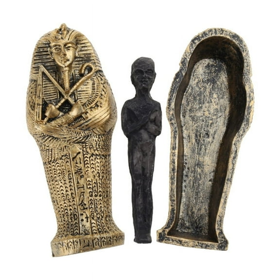 SIEYIO Ancient Egyptian Resin Coffin with Mummy Insert Figurine Egypt Pharaoh Statue Miniature Craft Sacrificial Props Collectible Home Decoration Gift